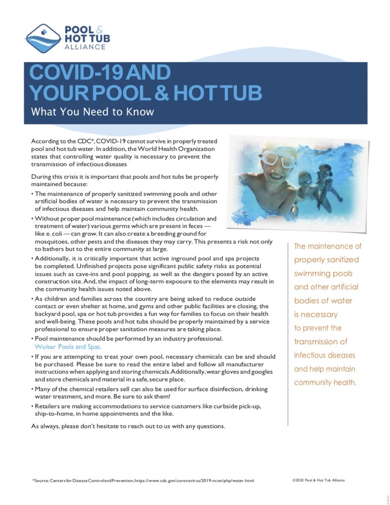 COVID19 Information Wolter Pools & Spas